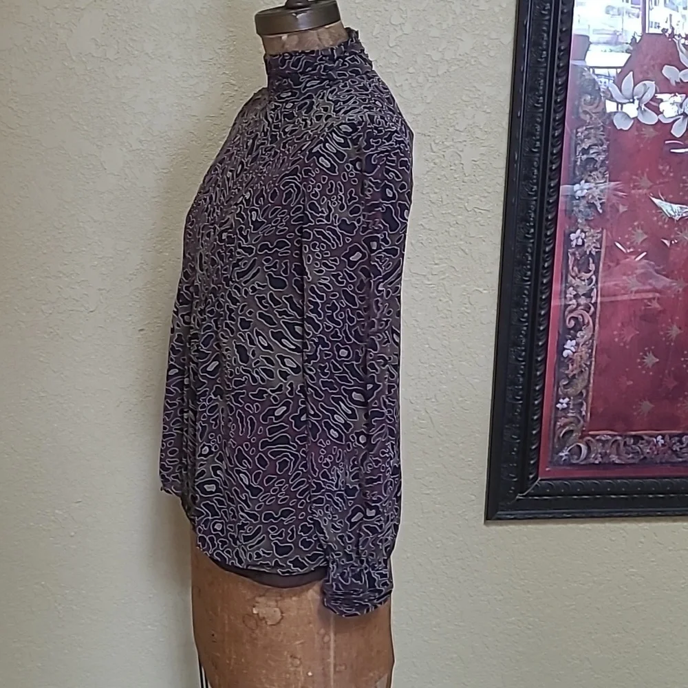 Tory Burch 100% Silk Animal Print Blouse Size 4
